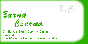 barna cserna business card